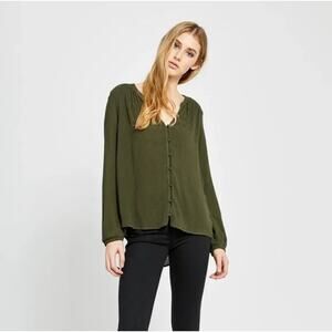 Gentle Fawn Emma Green Peasant Textured Blouse XS